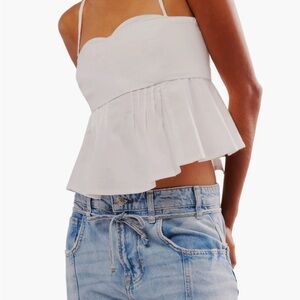Free People One True Love Peplum Camisole Top Optic White Small